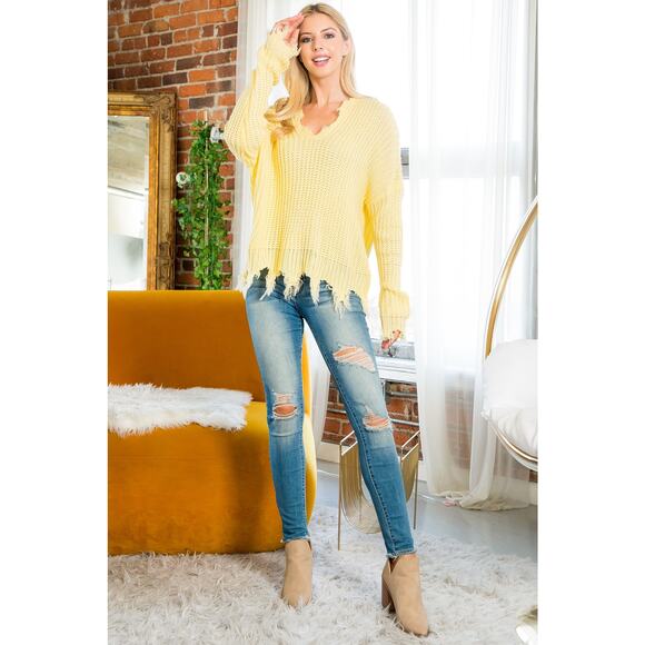 Yellow Tassel Detail Crochet Hooded Sweater M/L - Picture 5 of 8
